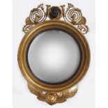 LARGE GILT FRAMED CONVEX MIRROR