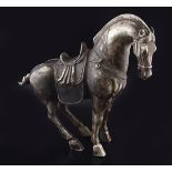 CHINESE SILVER GILT BRONZE TANG HORSE