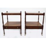 PAIR OF GEORGE III STYLE YEW WOOD TWO TIER TABLES