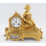 19TH-CENTURY ORMOLU AND SEVRES CASED MANTLE CLOCK