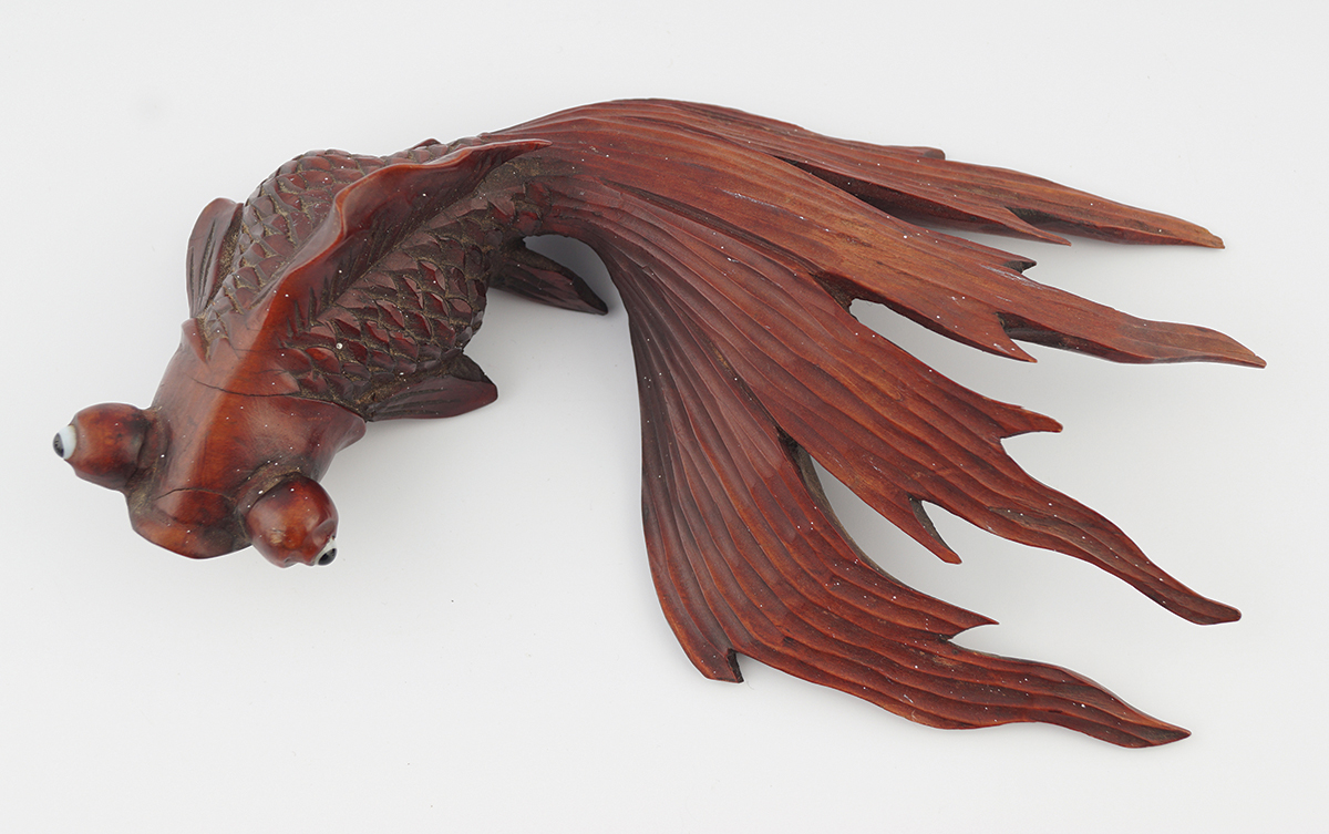 CHINESE QING BRONZE GOLDFISH SCULPTURE - Image 2 of 6