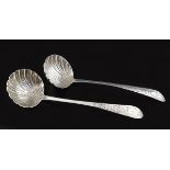 PAIR OF CORK SILVER SAUCE LADLES