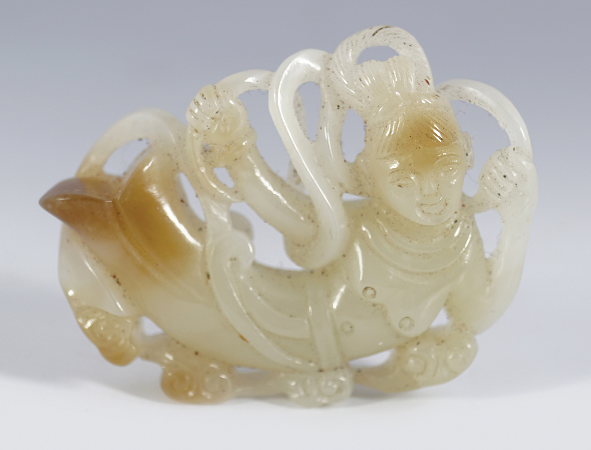 CHINESE QING WHITE JADE MERMAID