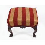 IRISH 19TH-CENTURY MAHOGANY AND UPHOLSTERED STOOL