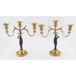 PAIR OF REGENCY ORMOLU AND BRONZE CANDELABRAS