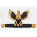 CARVED GILTWOOD & EBONY EAGLE MOUNTED BED CAPITAL