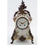 FRENCH PORCELAIN AND ORMOLU MOUNTED MANTLE CLOCK