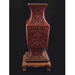 CHINESE QING PERIOD CINNABAR LACQUERED VASE