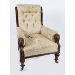 19TH-CENTURY MAHOGANY LIBRARY CHAIR