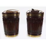 PAIR OF MAHOGANY AND BRASS BOUND PEAT BUCKETS