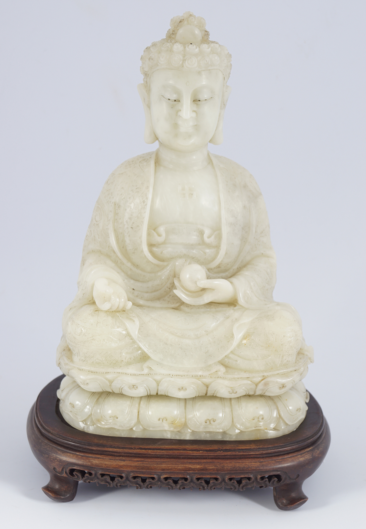 CHINESE QING ALABASTER BUDDHA