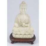 CHINESE QING ALABASTER BUDDHA