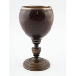 18TH CENTURY SILVER RIMMED COCONUT GOBLET