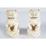 PAIR OF QING CHINESE IVORY FOO DOGS