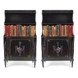 PAIR OF GEORGE III STYLE WATERFALL OPEN BOOKCASES