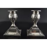 PAIR OF SILVER DWARF CANDLESTICKS