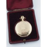 ANTIQUE ORNATE ROLLED GOLD HUNTER POCKET WATCH