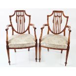 PAIR OF GEORGE III PERIOD SATINWOOD ELBOW CHAIRS,