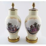 PAIR 19TH-CENTURY DRESDEN PORCELAIN LAMPS