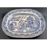 19TH CENTURY WILLOW PATTERN MEAT PLATTER