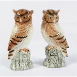 PAIR OF ENGLISH ART POTTERY OWLS