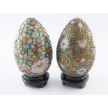 PAIR OF CLOISONNÉ ENAMELLED EGGS