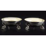 PAIR OF SILVER GILT DOLPHIN LEG SALTS