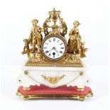 19TH CENTURY ORMOLU AND ALABASTER MANTLE CLOCK