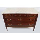 FRENCH EMPIRE MAHOGANY AND SATINWOOD COMMODE