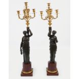 PAIR OF 19TH-CENTURY BRONZE & ORMOLU CANDELABRAS