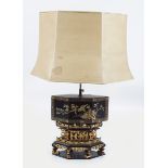 CHINESE LACQUERED BOAT STEMMED TABLE LAMP