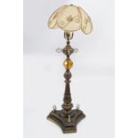 EARLY 20TH-CENTURY METAL TABLE LAMP AND SHADE