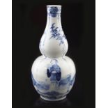 CHINESE QING BLUE AND WHITE DOUBLE GOURD VASE