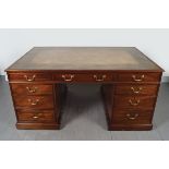 LARGE MAHOGANY PARTNERS DESK