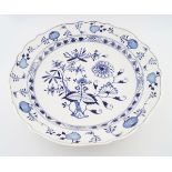 LARGE MEISSEN BLUE AND WHITE CHARGER