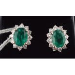 18 CT COLOMBIAN EMERALD AND DIAMOND EARRINGS