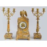 19TH CENTURY SIENNA MARBLE AND ORMOLU CLOCK SET