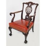 19TH-CENTURY DUBLIN ELBOW CHAIR