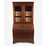 GEORGE II PERIOD RED WALNUT BUREAU BOOKCASE