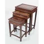 CHINESE QING NEST OF THREE HARDWOOD TABLES