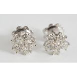 18 CT. WHITE GOLD CLUSTER EARRINGS