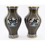 PAIR OF CHINESE QING CLOISONNÉ ENAMELLED VASES