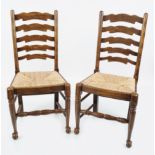 SET OF EIGHT OAK PROVINCIAL LADDER BACK CHAIRS
