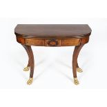 REGENCY PERIOD ROSEWOOD AND BRASS INLAID GAMES TABLE