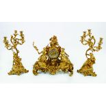 IMPORTANT 19TH-CENTURY FRENCH ORMOLU CLOCK GARNITURE