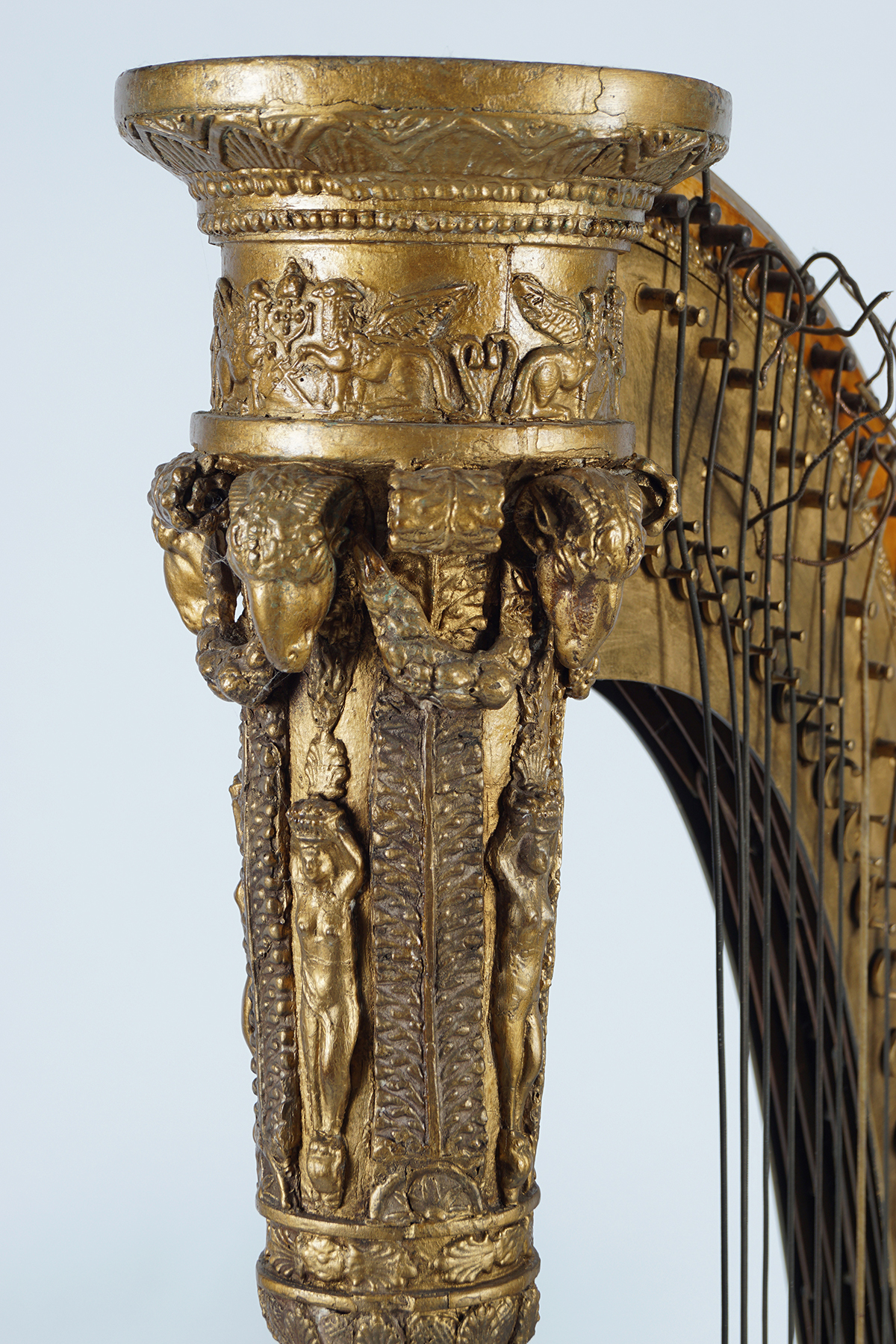 19TH-CENTURY WALNUT AND PARCEL GILT CONCERT HARP - Image 7 of 7