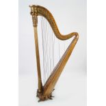 19TH-CENTURY WALNUT AND PARCEL GILT CONCERT HARP