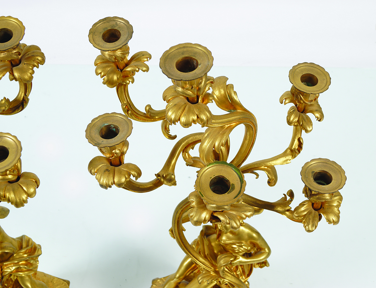 IMPORTANT 19TH-CENTURY FRENCH ORMOLU CLOCK GARNITURE - Image 4 of 10