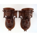 PAIR OF 19TH-CENTURY MAHOGANY WALL BRACKETS