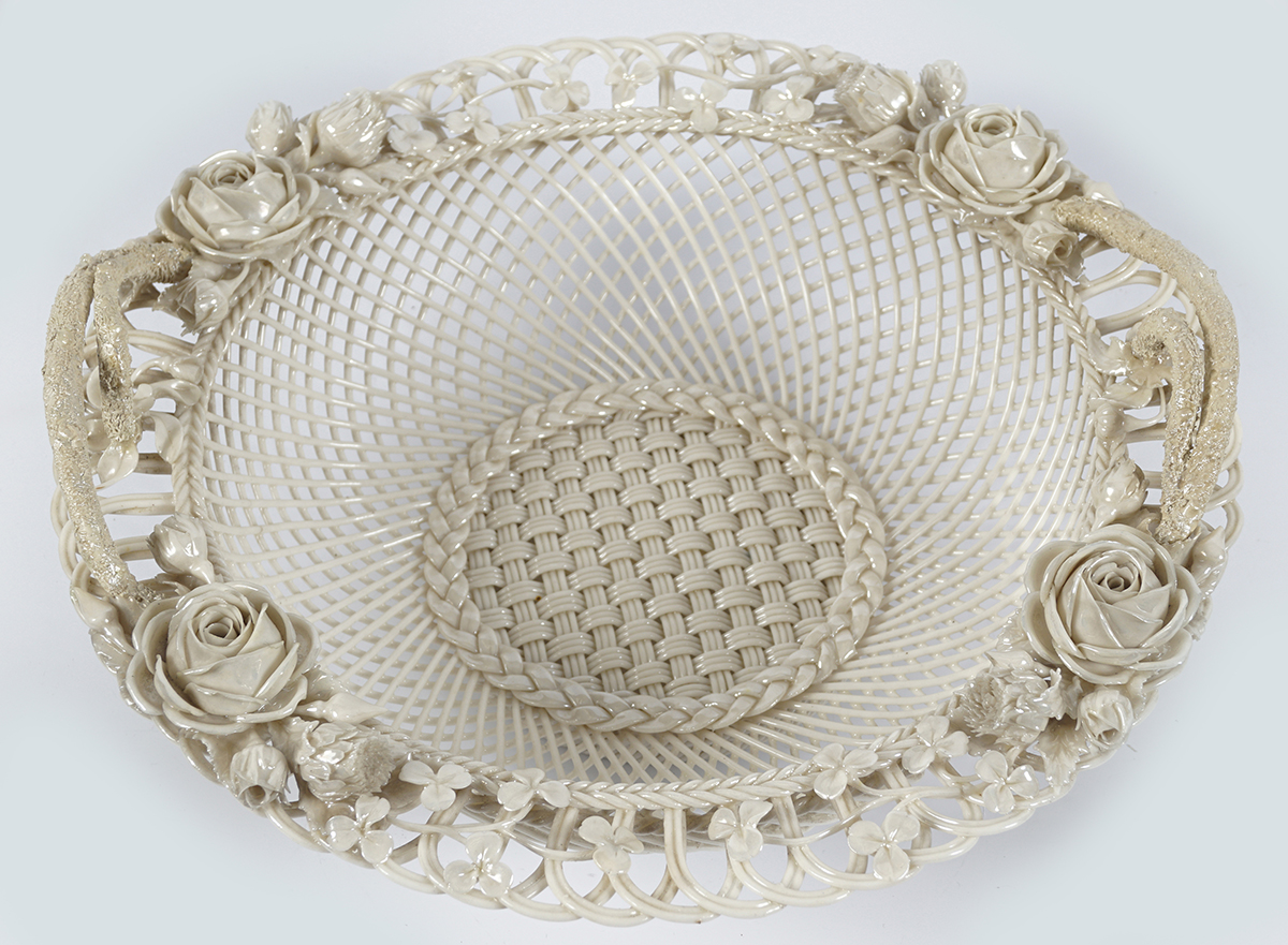 19TH-CENTURY FIRST PERIOD BELLEEK BASKET, (1863-1890)